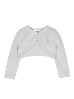 Monnalisa logo-embellished cropped sweater - Grey