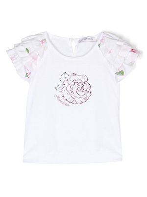 Monnalisa logo-embellished short-sleeve T-shirt - White