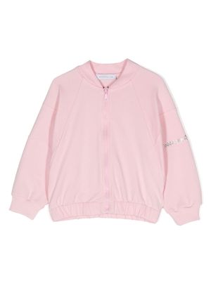 Monnalisa logo-embellished zip-up sweatshirt - Pink