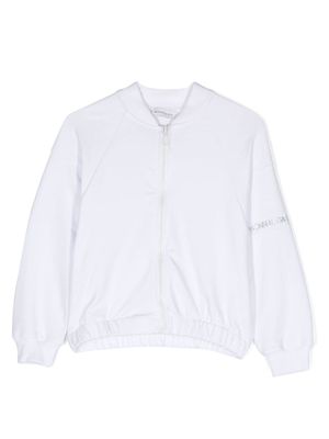 Monnalisa logo-embellished zip-up sweatshirt - White