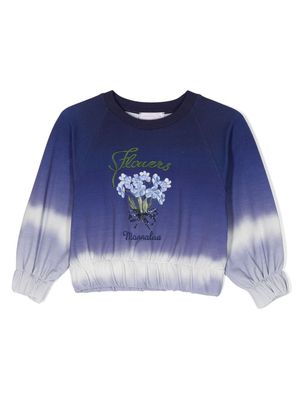 Monnalisa logo-embroidered cotton sweatshirt - Blue