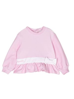 Monnalisa logo-embroidered crew-neck sweatshirts - Pink