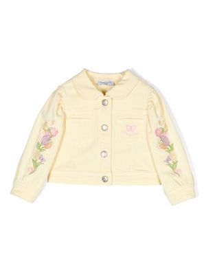 Monnalisa logo-embroidered denim jacket - Yellow