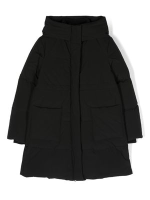 Monnalisa logo-embroidered hooded coat - Black