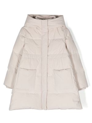 Monnalisa logo-embroidered hooded coat - Neutrals