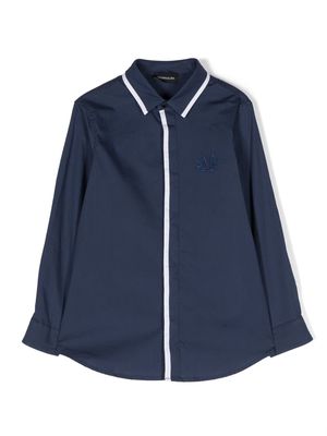 Monnalisa logo-embroidered long-sleeve shirt - Blue