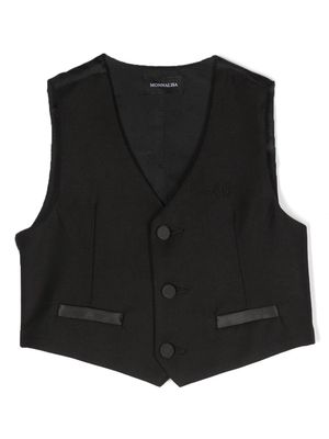 Monnalisa logo-embroidered sleeveless waistcoat - Black