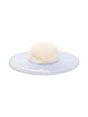 Monnalisa logo-embroidered woven hat - Blue