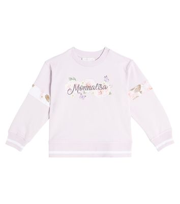 Monnalisa Logo floral cotton jersey sweatshirt