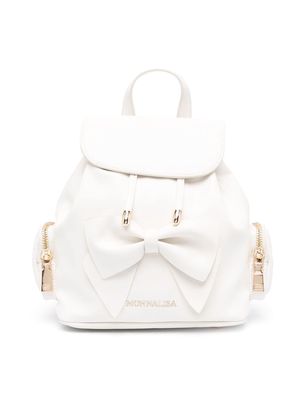 Monnalisa logo-lettering leather backpack - White