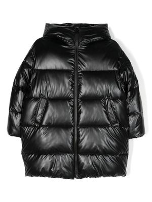 Monnalisa logo-patch hooded puffer coat - Black