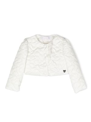 Monnalisa logo-patch quilted jacket - White