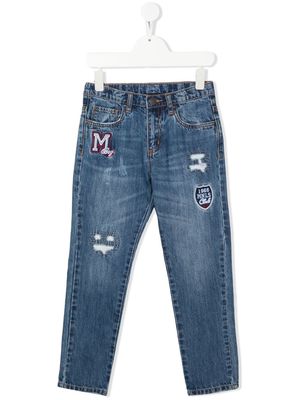 Monnalisa logo-patch straight-leg jeans - Blue