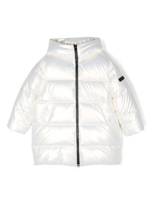 Monnalisa logo-patch zip-up padded coat - White