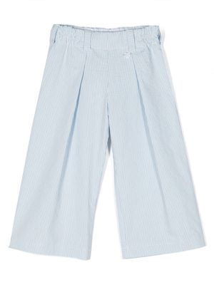 Monnalisa logo-pendant striped trousers - Blue