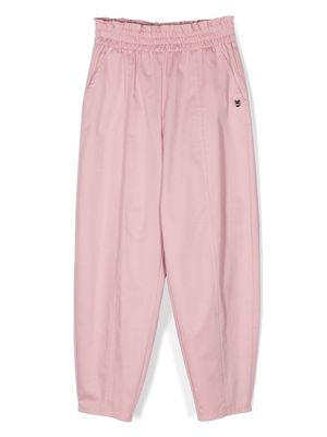 Monnalisa logo-plaque cotton track pants - Pink