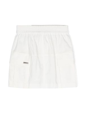 Monnalisa logo-plaque high-waist skirt - White