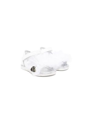 Monnalisa logo-plaque leather sandals - White