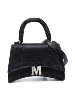 Monnalisa logo-plaque rhinestone-embellished bag - Black