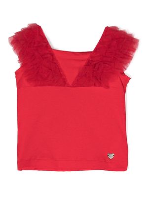 Monnalisa logo-plaque V-neck tank top - Red