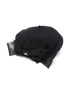 Monnalisa logo-plaque wool beret - Black