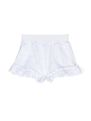 Monnalisa logo-print rhinestone-embellished shorts - White