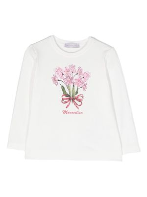 Monnalisa logo-print rhinestone-embellished sweatshirt - White