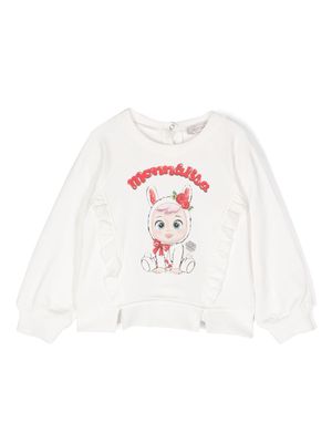 Monnalisa logo-print round-neck sweatshirt - White