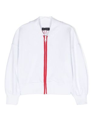 Monnalisa logo-print sequinned bomber jacket - White
