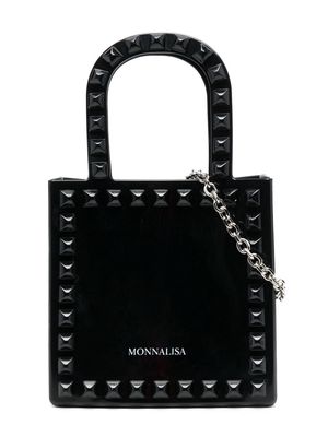 Monnalisa logo-print studded mini bag - Black
