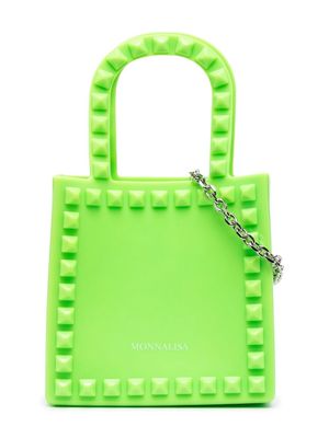 Monnalisa logo-print studded mini bag - Green