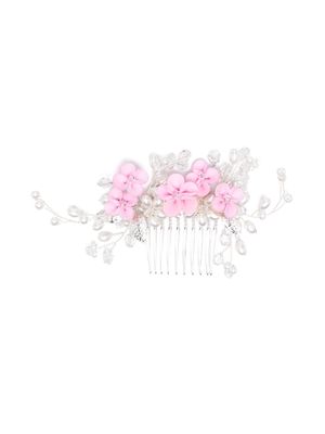 Monnalisa logo-tag faux-flower hair clip - Neutrals