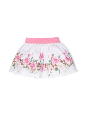 Monnalisa logo-waistband cotton skirt - White