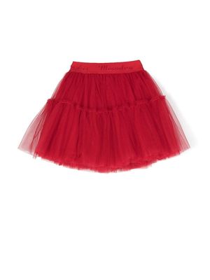 Monnalisa logo-waistband tutu skirt - Red