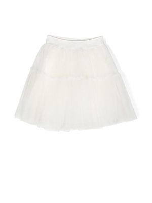 Monnalisa logo-waistband tutu skirt - White