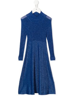 Monnalisa long sleeve knitted dress - Blue