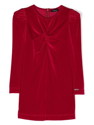Monnalisa long-sleeve velvet dress - Red