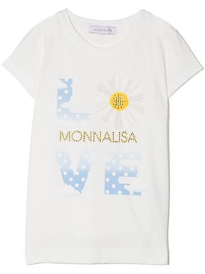 Monnalisa love logo-print T-shirt - White