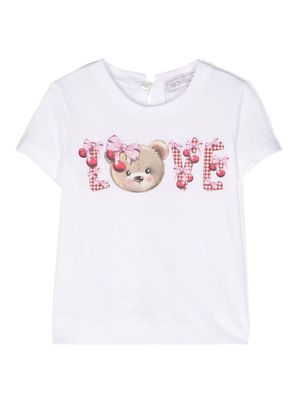 Monnalisa Love-print cotton T-shirt - White