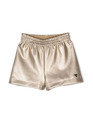 Monnalisa metallic-finish elasticated shorts - Gold
