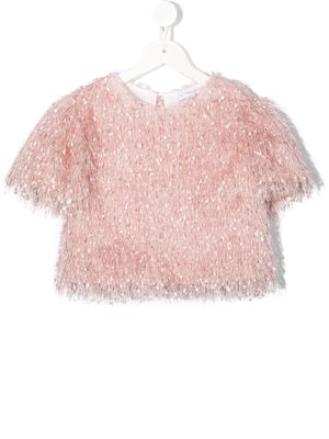 Monnalisa metallic-thread short-sleeve blouse - Pink