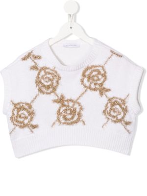 Monnalisa metallic-thread sleeveless sweater - White