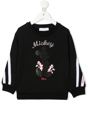 Monnalisa Mickey rhinestone-embellished sweatshirt - Black