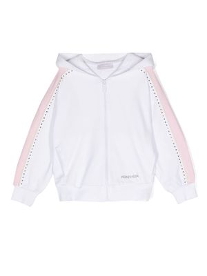 Monnalisa Minnie cotton zip-up hoodie - White