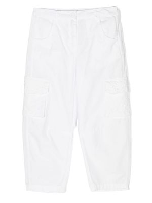 Monnalisa multiple pockets cotton trousers - White