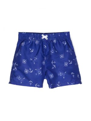 Monnalisa nautical-printed swim shorts - Blue