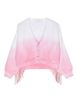 Monnalisa ombré-effect fringed cardigan - Pink