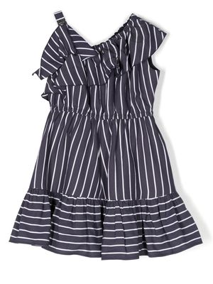 Monnalisa one-shoulder striped dress - Blue
