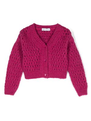 Monnalisa open-knit ribbed cardigan - Pink