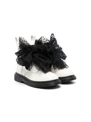 Monnalisa oversized bow ankle boots - White